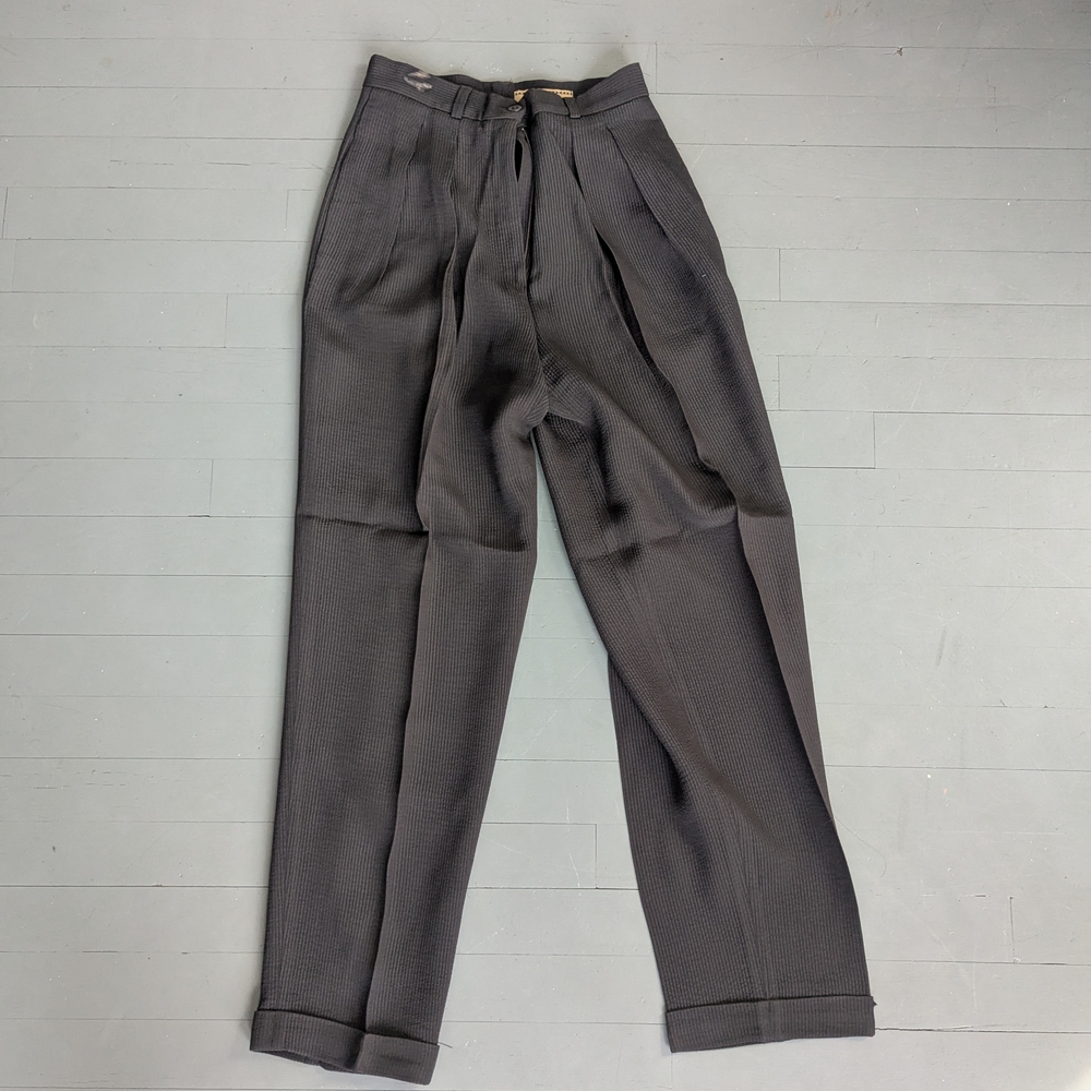 Black High-Waisted Dress Pants with Front Pleats